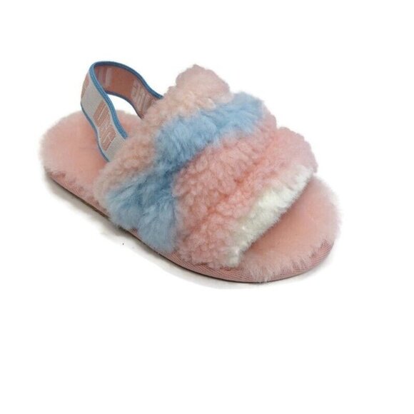 UGG Fluff Yea Slide Pride-Stripes Slippers Sz 9 Toddler Ages 4-5 Pastel 1120115T - Picture 1 of 8